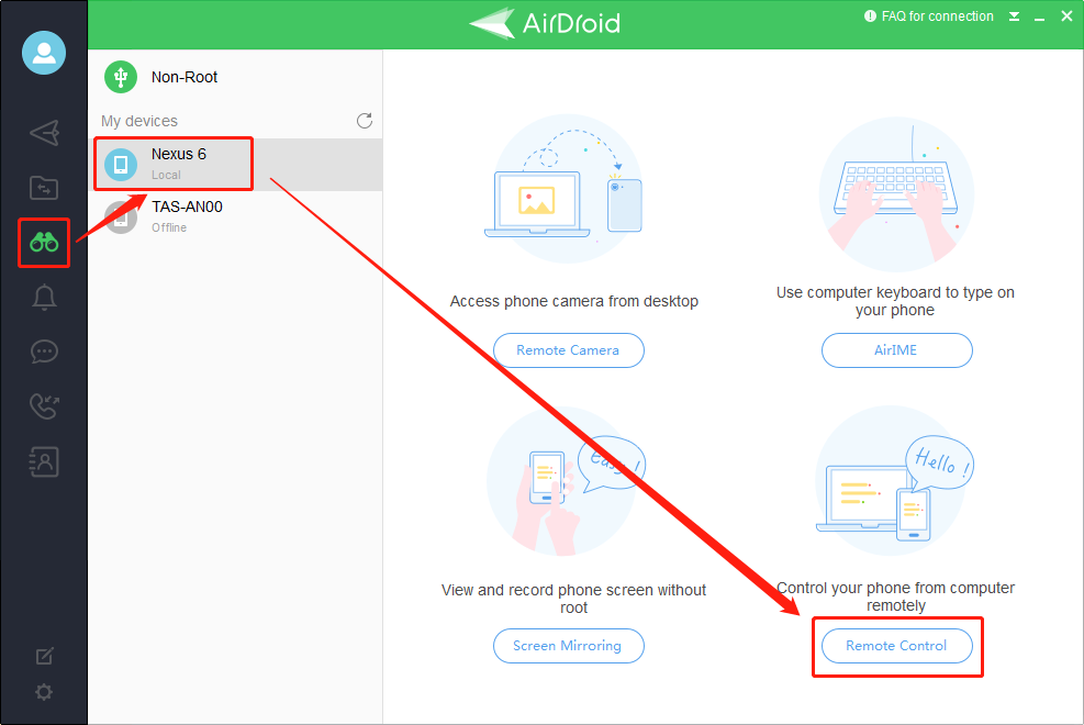 How to use AirDroid Personal to type text on a phone through a 