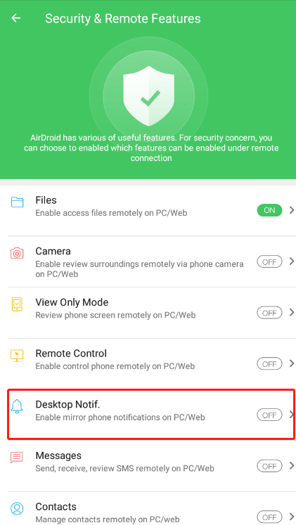 airdroid notification mirror