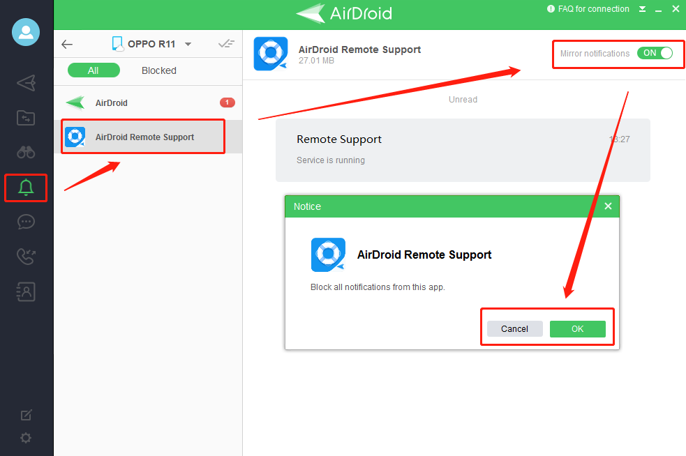 airdroid desktop multiple noticications