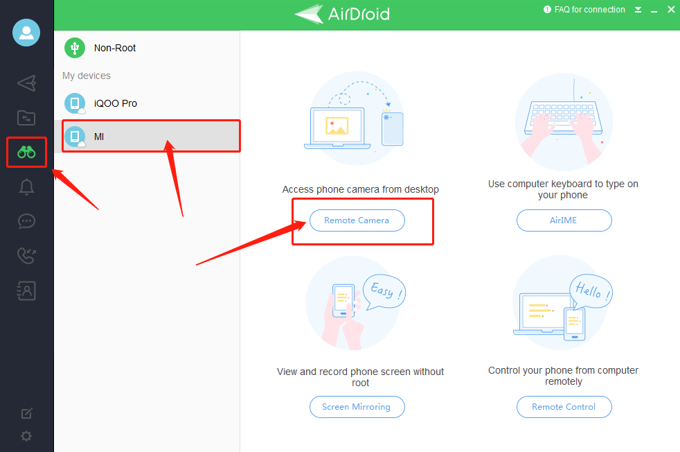 How to remote access phone's camera from a computer with AirDroid